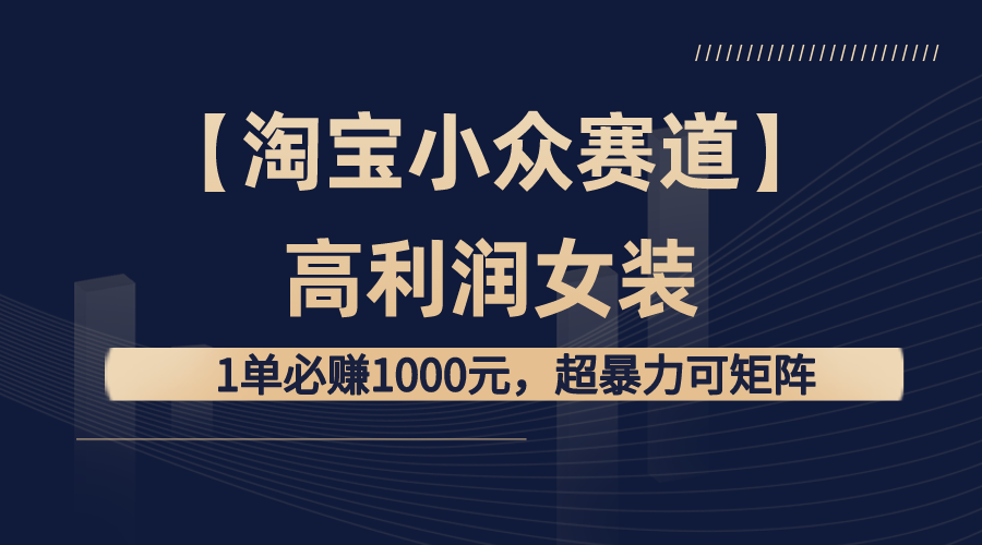 （8608期）【淘宝小众赛道】高利润女装：1单必赚1000元，超暴力可矩阵-逍遥资源网