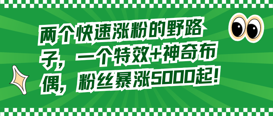（8606期）两个快速涨粉的野路子，一个特效+神奇布偶，粉丝暴涨5000起！-逍遥资源网