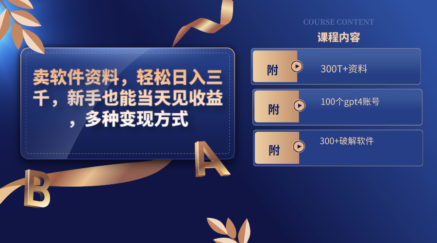 （8582期）卖软件资料，轻松日入三千，新手也能当天见收益，多种变现方式，（附300…-逍遥资源网