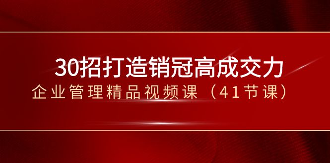 30招打造销冠高成交力-企业管理精品视频课（41节课）-逍遥资源网