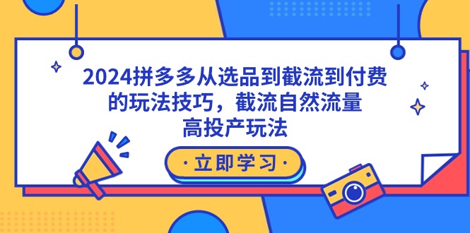 2024拼多多从选品到截流到付费的玩法技巧，截流自然流量玩法，高投产玩法-逍遥资源网