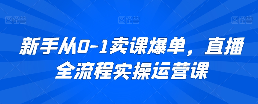 新手从0-1卖课爆单，直播全流程实操运营课-逍遥资源网