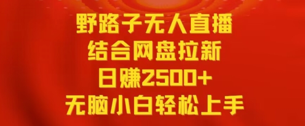野路子无人直播结合网盘拉新，日赚2500+，小白无脑轻松上手-逍遥资源网