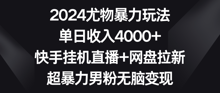2024尤物暴力玩法 单日收入4000+快手挂机直播+网盘拉新 超暴力男粉无脑变现-逍遥资源网