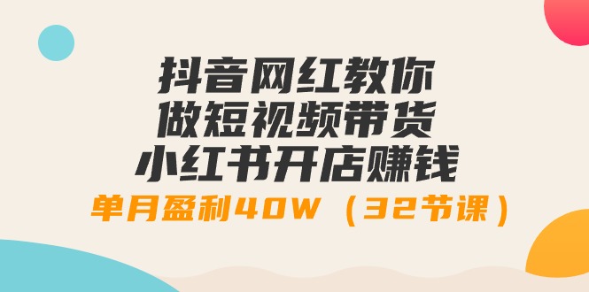 抖音网红教你做短视频带货+小红书开店赚钱，单月盈利40W（32节课）-逍遥资源网