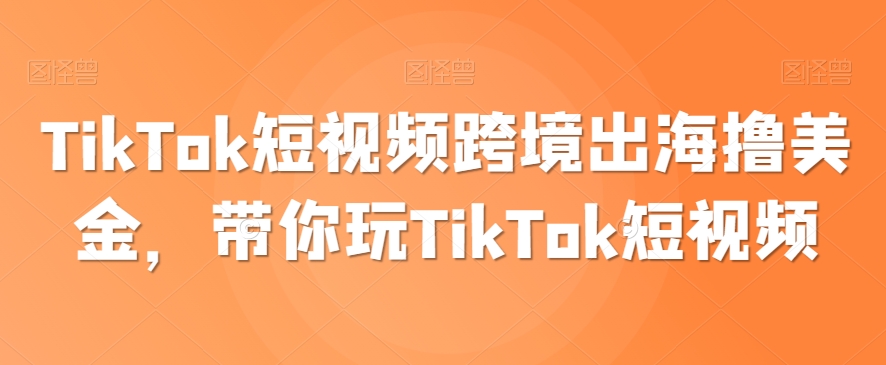TikTok短视频跨境出海撸美金，带你玩TikTok短视频-逍遥资源网