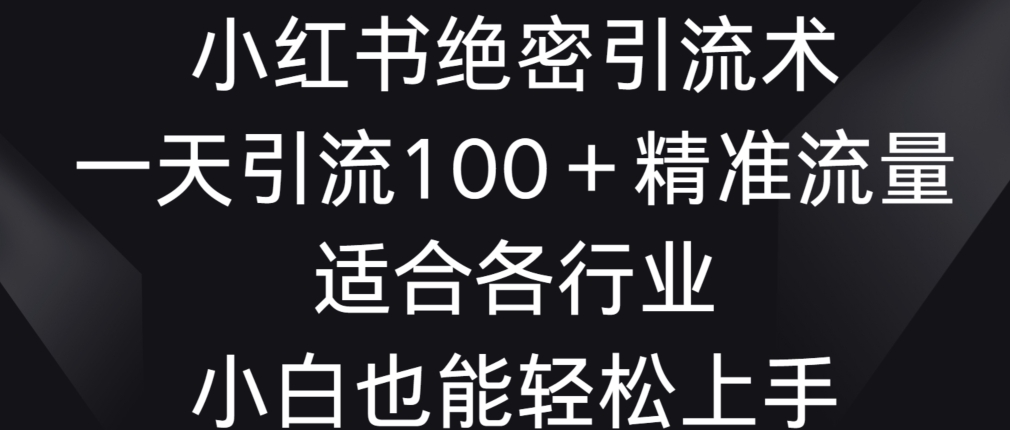 小红书绝密引流术，一天引流100+精准流量，适合各个行业，小白也能轻松上手-逍遥资源网
