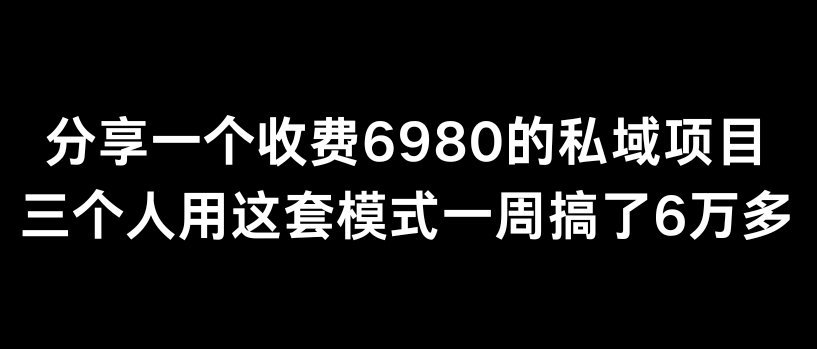 分享一个外面卖6980的私域项目三个人用这套模式一周搞了6万多-逍遥资源网