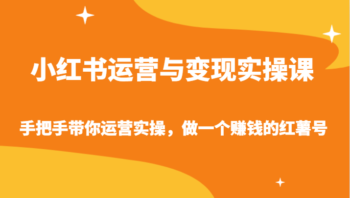 小红书运营与变现实操课-手把手带你运营实操，做一个赚钱的红薯号-逍遥资源网