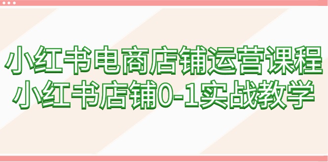 小红书电商店铺运营课程，小红书店铺0-1实战教学（60节课）-逍遥资源网