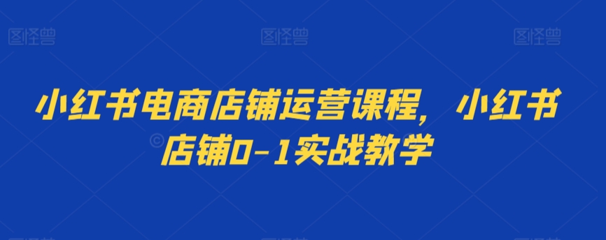 小红书电商店铺运营课程，小红书店铺0-1实战教学-逍遥资源网