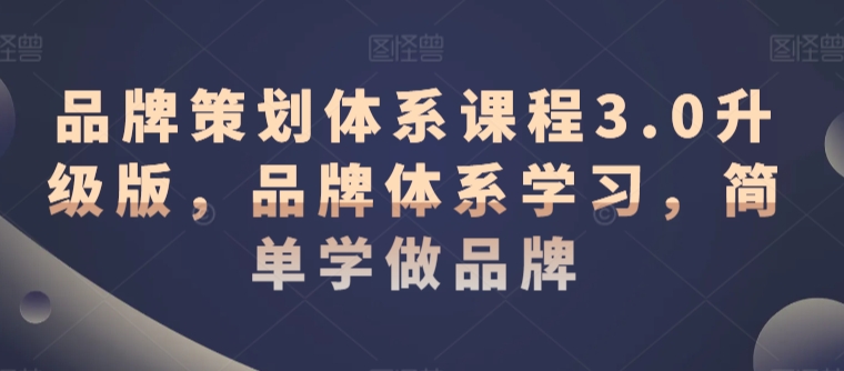 品牌策划体系课程3.0升级版，品牌体系学习，简单学做品牌-逍遥资源网