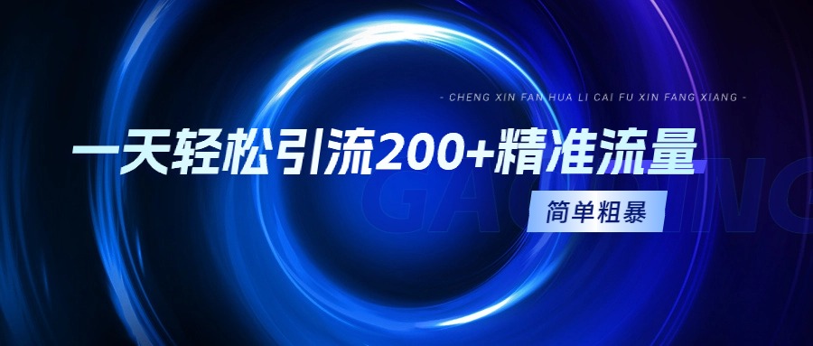 一天轻松引流200+精准流量，简单粗暴，一看就会-逍遥资源网