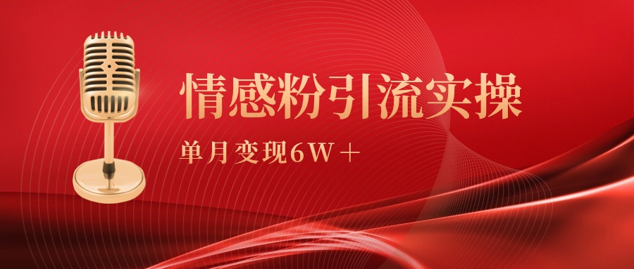 单月变现6w+，情感粉引流变现实操课-逍遥资源网
