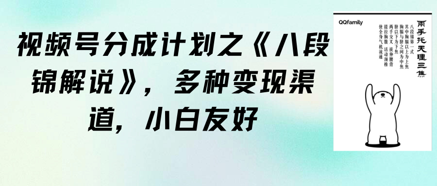 视频号分成计划之《八段锦解说》，多种变现渠道，小白友好（教程+素材）-逍遥资源网